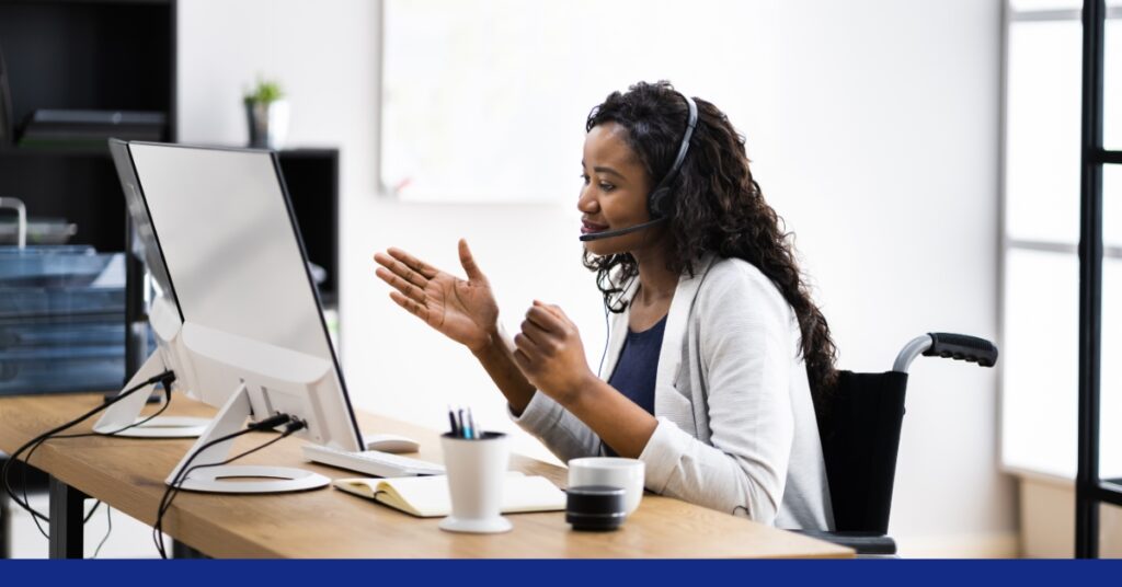 A dental virtual assistant working in her desk